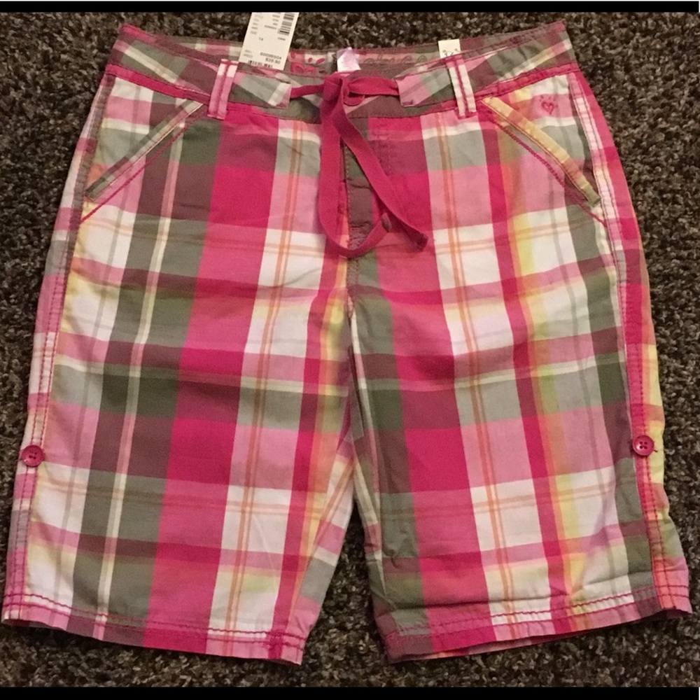 Justice Girls Adjustable Plaid Shorts NWT